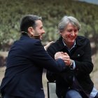 El secretario general del PSCyL, Carlos Martínez, junto al secretario general del PSOE de La Rioja, Javier García