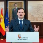 Alfonso Fernández Mañueco, en su declaración institucional tras la presentación de las enmiendas a la totalidad a los presupuestos