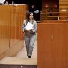 Nuria Rubio antes de defender la PNL del PSOE sobre violencia de género.