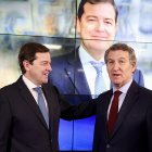 El presidente de la Junta de Castilla y León, Alfonso Fernández Mañueco, junto al líder del PP, Alberto Núñez Feijóo.