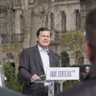 El candidato del PPCyL a la reelección como presidente de la Junta, Alfonso Fernández Mañueco, clausura el acto de presentación de la caravana electoral en Valladolid.