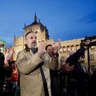 Carlos Pollán y Santiago Abascal en el acto de cierre de campaña en Valladolid.