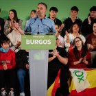 El presidente de VOX, Santiago Abascal y el candidato a la presidencia de la Junta de Castilla y León, Carlos Pollán participan en un acto público en el Polideportivo Municipal El Plantío.