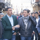 Sánchez junto al alcalde de Soria en El Collado. GONZALO MONTESEGURO