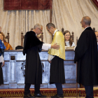 La Universidad de Salamanca inviste doctor ‘honoris causa’ al médico japonés y premio Nobel en Fisiología y Medicina, Shinya Yamanaka en un acto solemne, desarrollado conforme al antiguo ceremonial en latín, y presidido por el rector, Ricardo Rivero. -ICAL