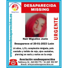 Cartel de información de la desaparecida. SOSDESAPARECIDOS