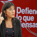 La secretaria de Organización del PSOE de Castilla y León, Ana Sánchez, durante la rueda de prensa. ICAL