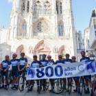 Llegada a la Catedral de Burgos de los ciclistas de la ruta ''800 a?os-800 km''. - ICAL