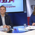 Fernando Martínez-Acitores y Cristina Ayala, en un debate de televisión en Burgos.- ICAL