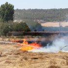 Un incendio agrícola entre la N-610a y el Camino de San Román ha movilizado a varios camiones del parque de bomberos de Palencia y bomberos de la Junta.