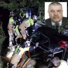 Los bomberos de Burgos, en el lugar del accidente mortal de Luis Antonio.