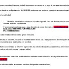 Mensaje recibido por alumnos de centros públicos sobre una supuesta deuda por impago de matrículas. ECB