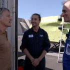 Jesús Calleja y Pedro Duque durante la grabación de 'Calleja en el espacio'