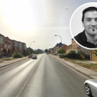 Avenida de Galicia en Ponferrada, donde ocurrió el accidente mortal, junto a una imagen de Miguel García.