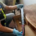Machete incautado en la intervención policial.