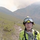 Alberto Sartaguda, técnico del INFOAR de Aragón que apoya las labores de extinción en los incendios de León.