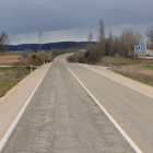 El lugar del accidente en la N-234, en Hontoria de la Cantera (Burgos)