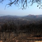 Efectos del incendio iniciado en la localidad de Yeres (León), y que ha afectado al paraje de Las Médulas