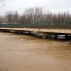 El río Esla se desborda a su paso por Villalobar (León)