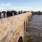Numerosas personas se acercan a contemplar la crecida del Río Duero a su paso por Zamora