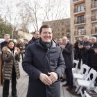 El candidato del PP de Castilla y León a la reelección como presidente de la Junta, Alfonso Fernández Mañueco, clausura un acto de partido en Salamanca.