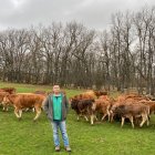 El ganadero Javier Chapero en su explotación ganadera en Vilviestre del Pinar.