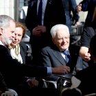 El rey Felipe VI y el presidente de la República de Italia, Sergio Matarella, toman un café en una terraza del centro de Salamanca.