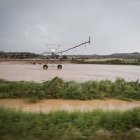 Finca de regadío en Olmillos de la provincia de Soria inundada tras las abundantes lluvias del invierno