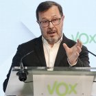 El portavoz de VOX , José Antonio Fuster, durante la comparecencia en rueda de presa.