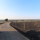 Miembros del operativo contra incendios en el lugar de los hechos.