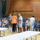 Personas desalojadas en el pabellón El Espinar.