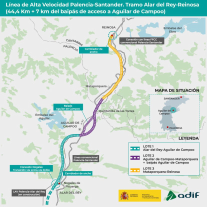 Mapa del tramo Alar del Rey-Reinosa.