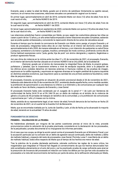 Tercera página de la sentencia