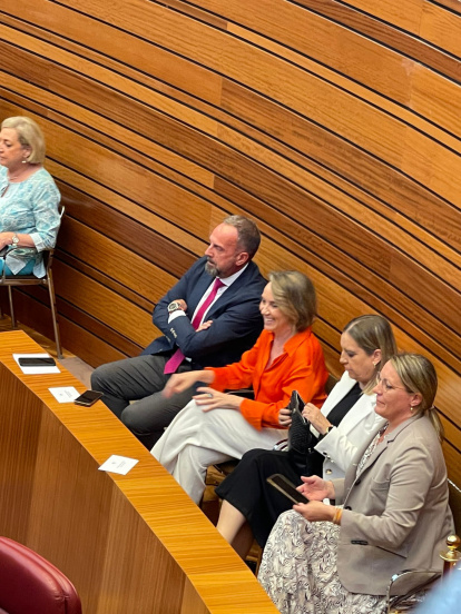 Cuca Gamarra, sentado junto al resto de diputados nacionales en las Cortes