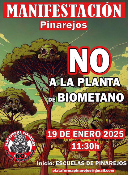 Cartel de la manifestación en Pinarejos.