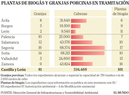 Plantas de biogás y granjas porcinas en tramitación.