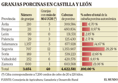 Granjas porcinas en Castilla y León. E. M.