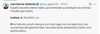«España necesita líderes reales», apunta Gallardo.