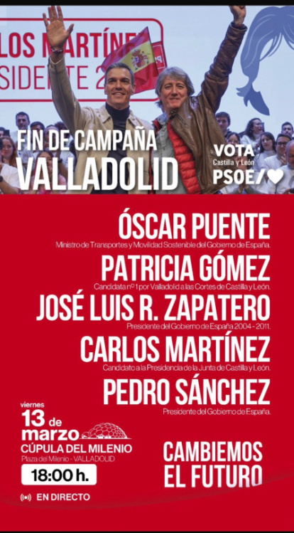 Cartel cierre de campaña del PSOECyL en Valladolid
