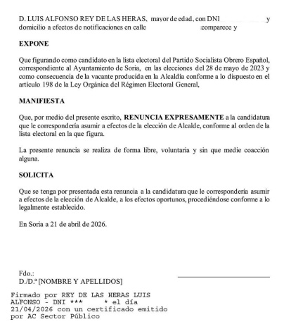 Renuncia de Luis Rey.