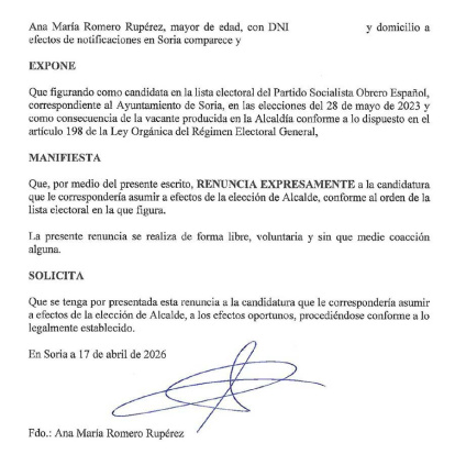 Renuncia de Ana Romero..