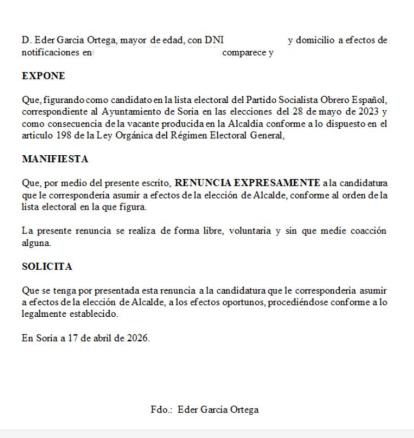 Renuncia de Eder García.