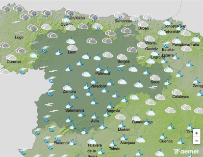 AEMET pone el foco en el domingo en Castilla y León por la posible aparición de chubascos y tormentas de tarde, especialmente en zonas de montaña y el tercio oriental.